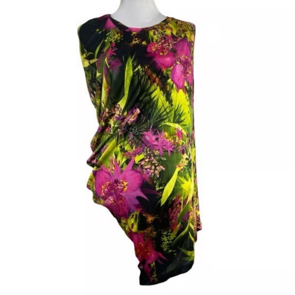 Floral Asymmetrical Sleeveless Top NEW M